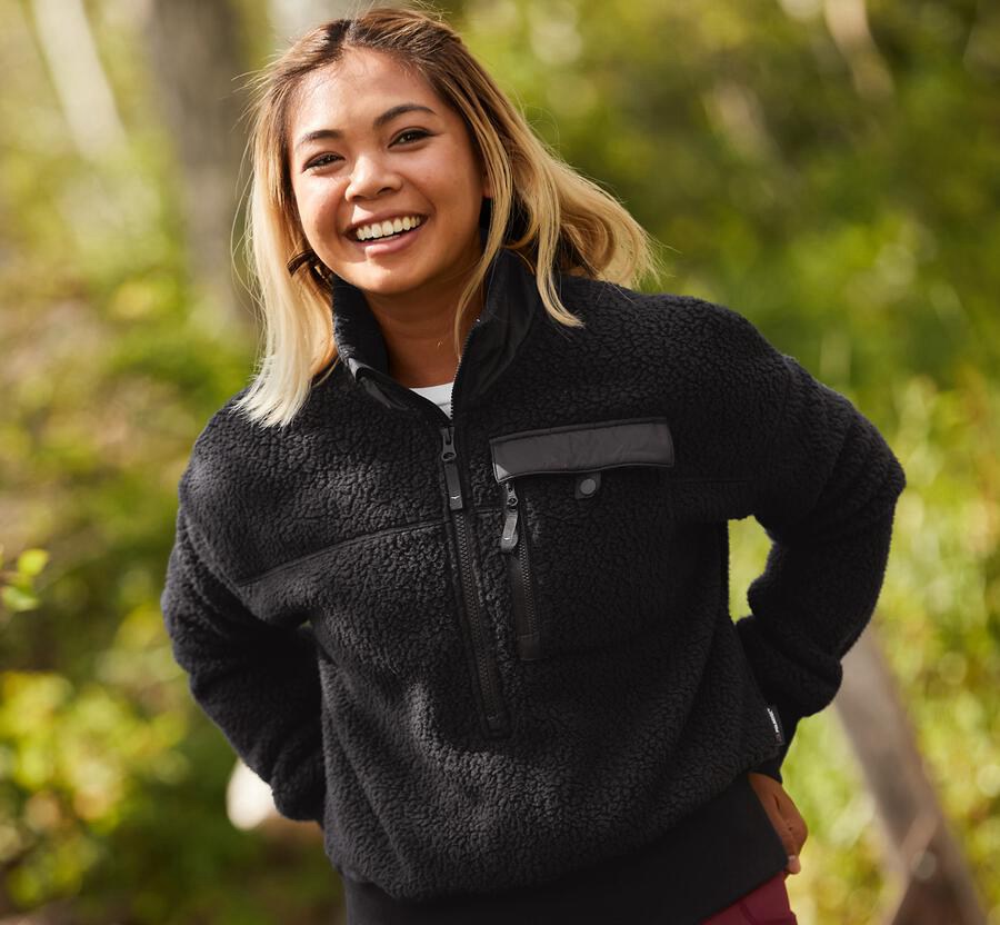 Hoka One One Womens Hoodie - Fleece Sky - Black - EVCI43265